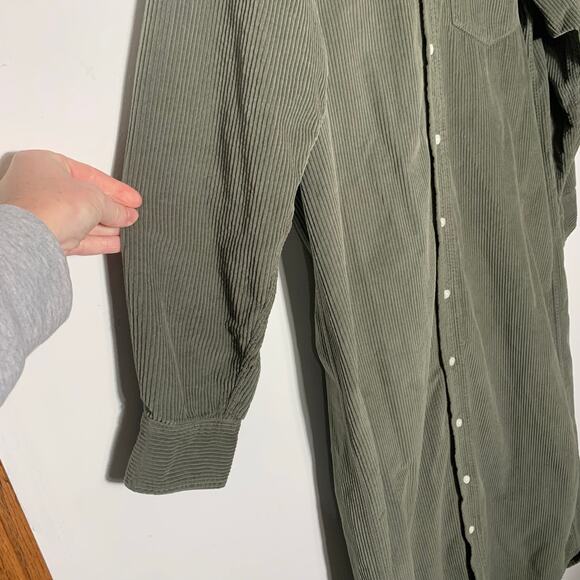 Womens Frank and Eileen RORY Maxi Shirtdress green corduroy Size M EUC! - Picture 3 of 4